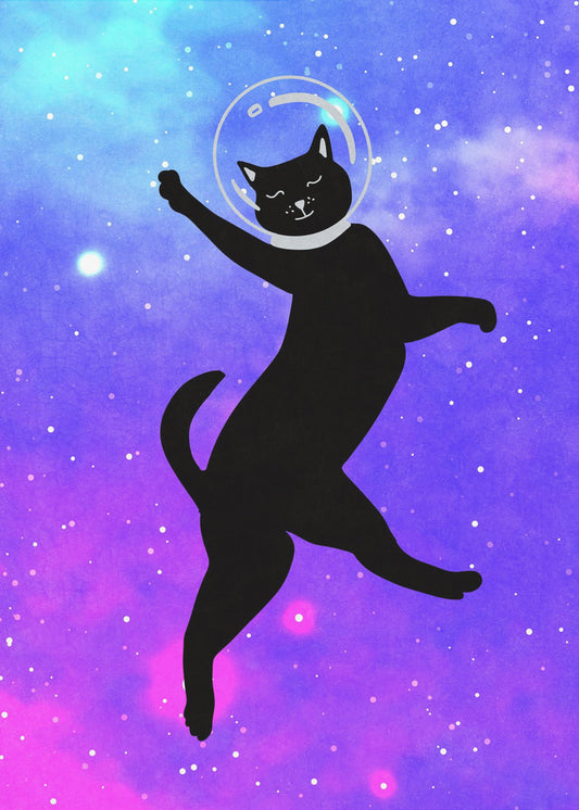 Glückliche Weltraumkatze | Poster