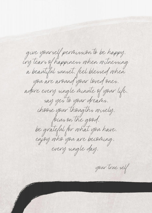 Gib dir die Erlaubnis, glücklich zu sein | Poster