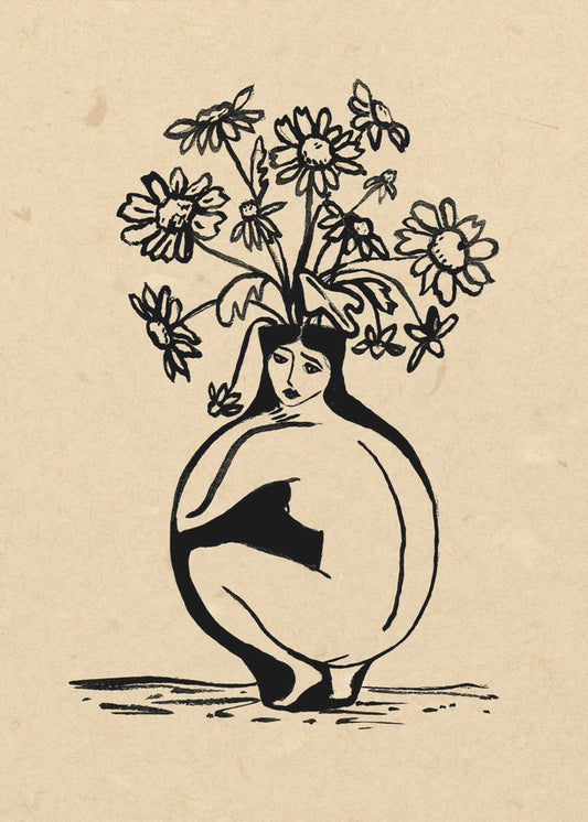Frau in Vase | Leinwand