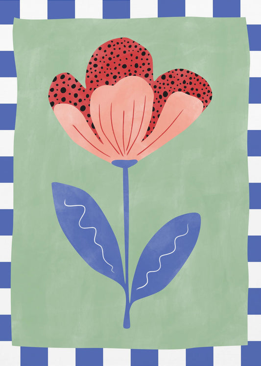 Stylized Flower With Red Petals And Black Dots | Canvas