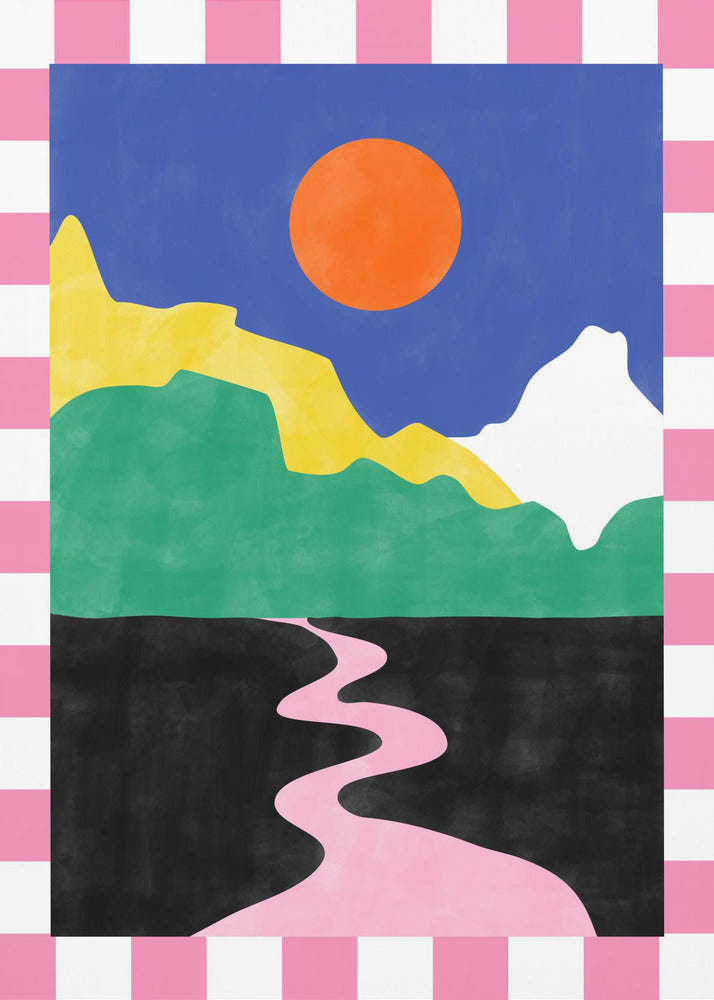 Minimalistische Landschaft mit leuchtenden Farben | Leinwand