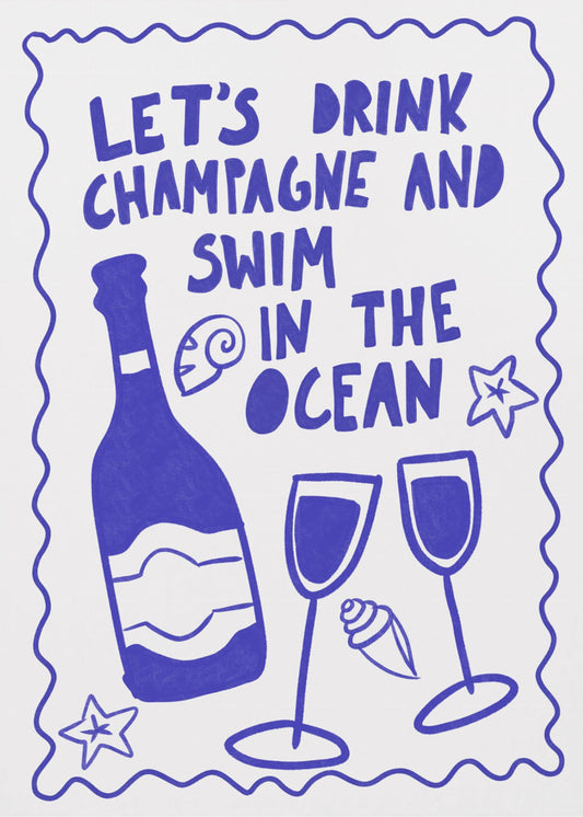 Champagner und Ozean | Leinwand