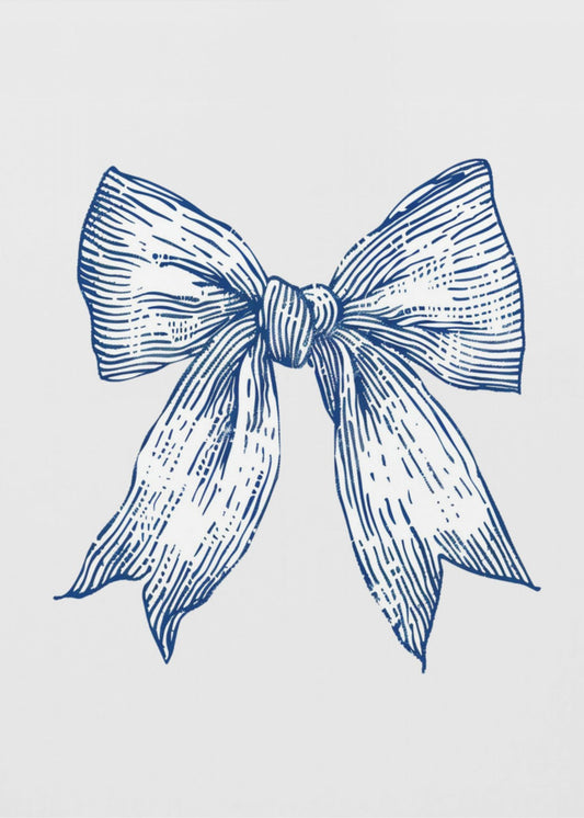 Dark Blue Coastal Striped Bow | Poster