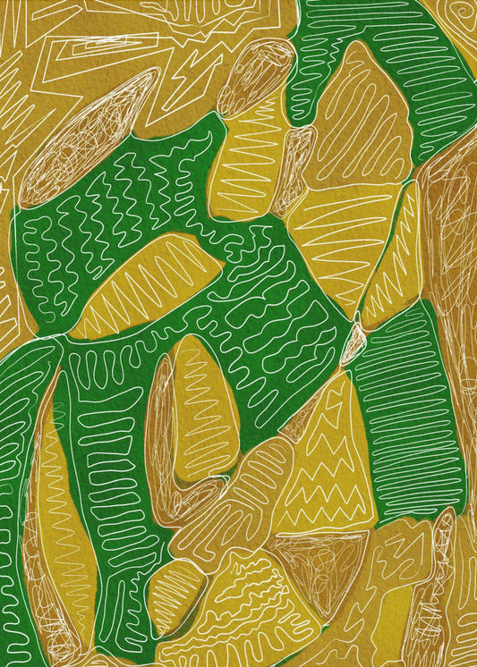 Abstrakt in Gold und Grün | Leinwand