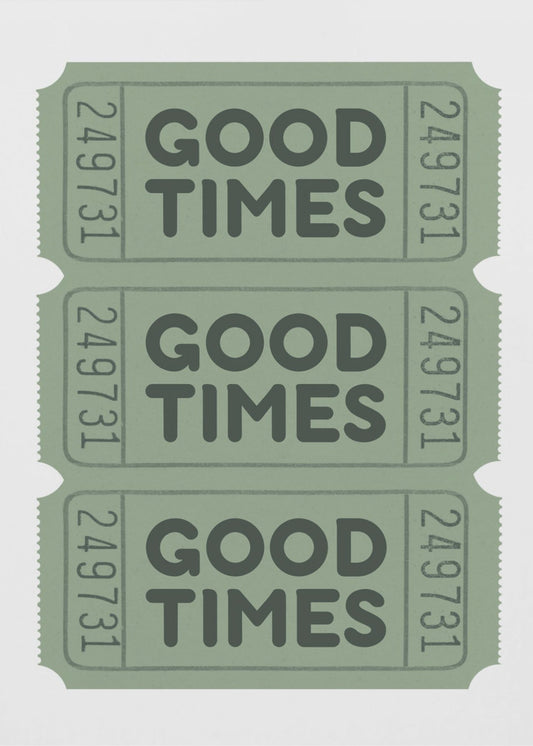 Salbeigrüne Good Times Tickets | Leinwand