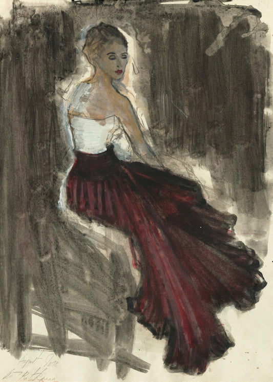 Eine Frau in einem roten, wallenden Rock | Poster
