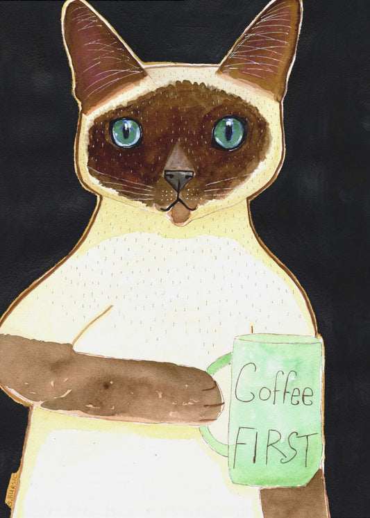 coffee cat 2 Siamese | Canvas
