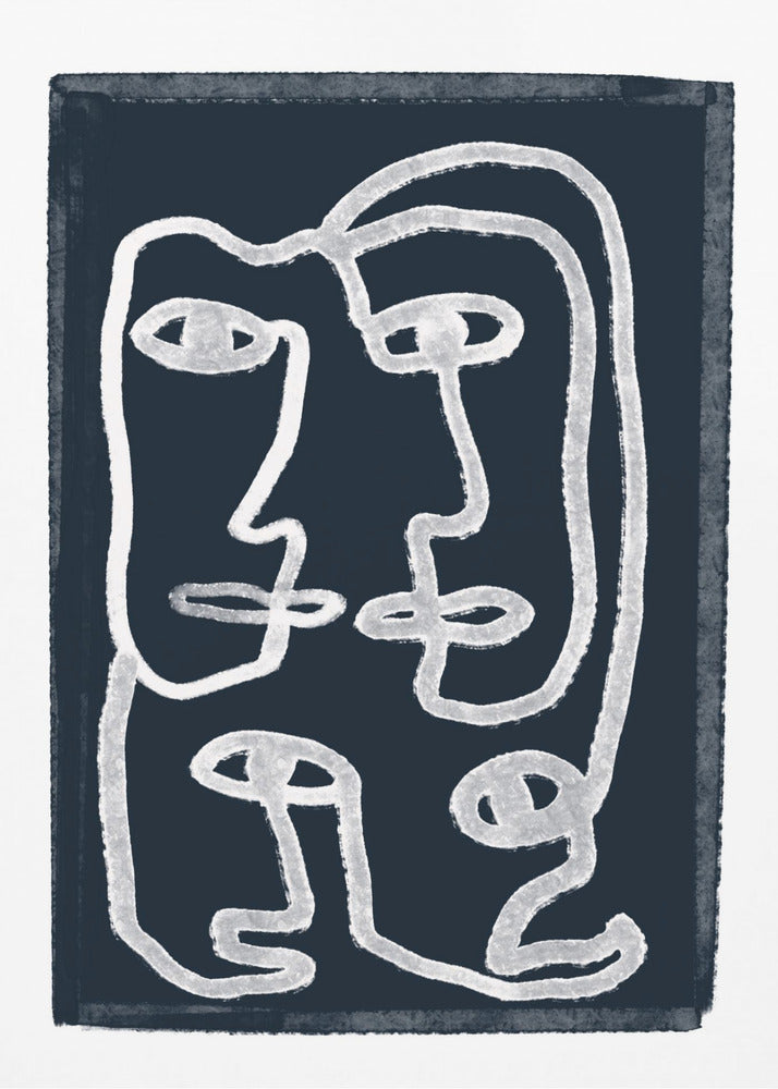 Navy Abstract People | Canvas