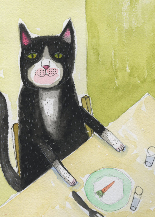 Cat having dinner | Canvas