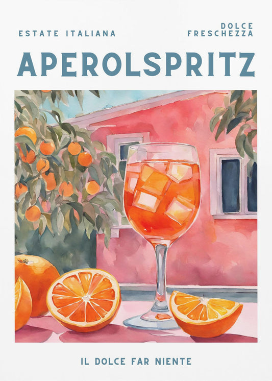 Aperol Spritz, Aquarell, Fresh | Leinwand