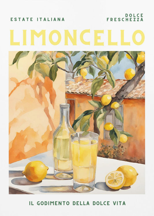 Limoncello, Aquarell, Frisch | Leinwand