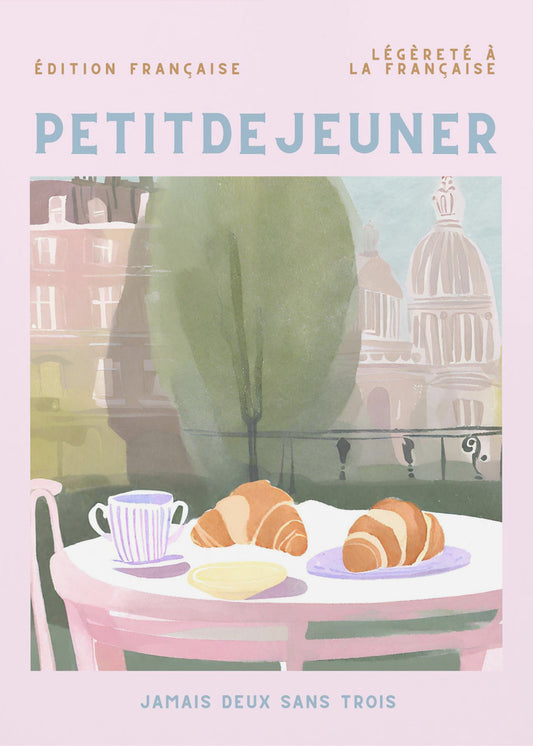 Petit Dejeuner, Croissants, Paris, Pastell | Leinwand