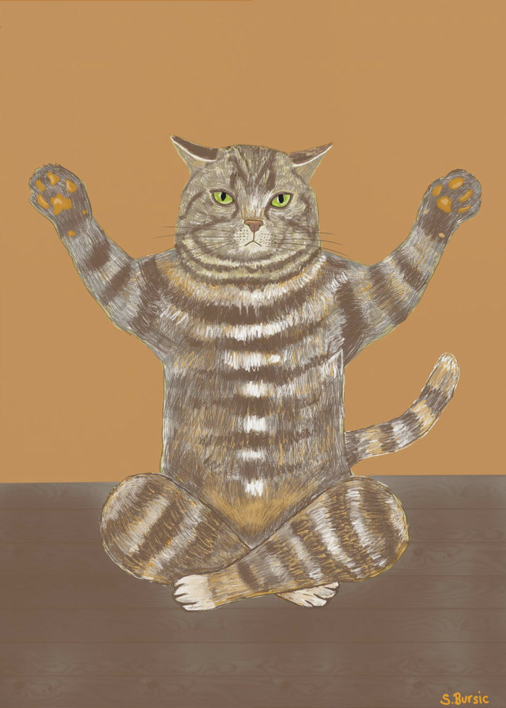 Yoga Katze Tan Hintergrund | Leinwand