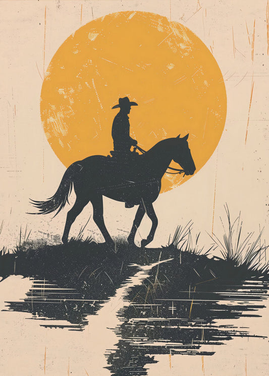 Cowboy im Sonnenuntergang | Leinwand