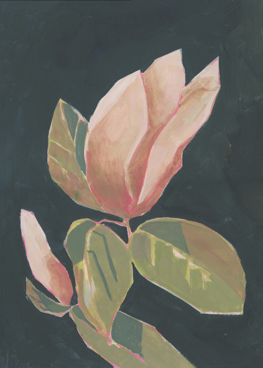 Magnolie auf dunklem Hintergrund | Leinwand