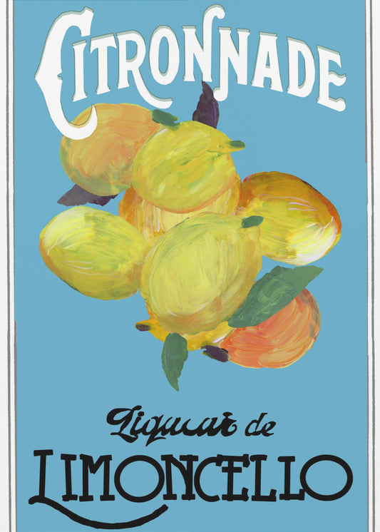 Citronnade Limoncello auf Blau und Schwarz | Leinwand