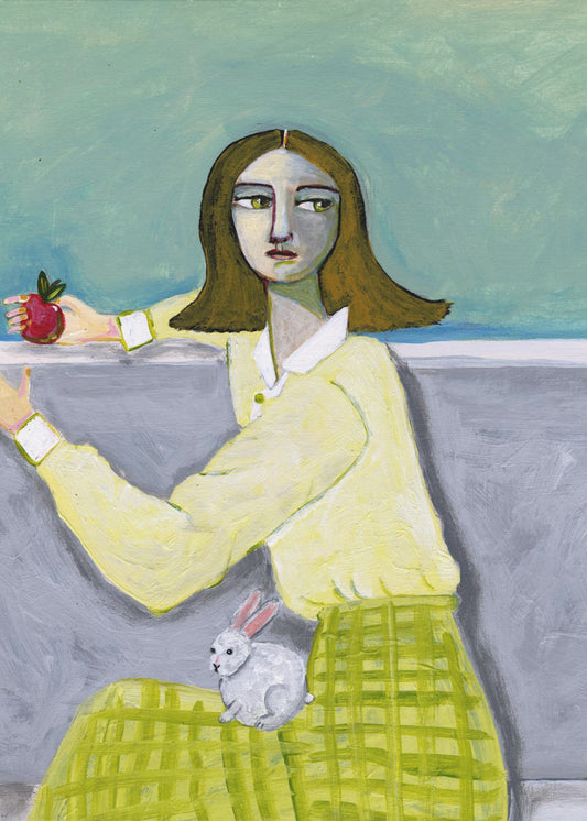 Lady Sitting with Rabbit | Canvas
