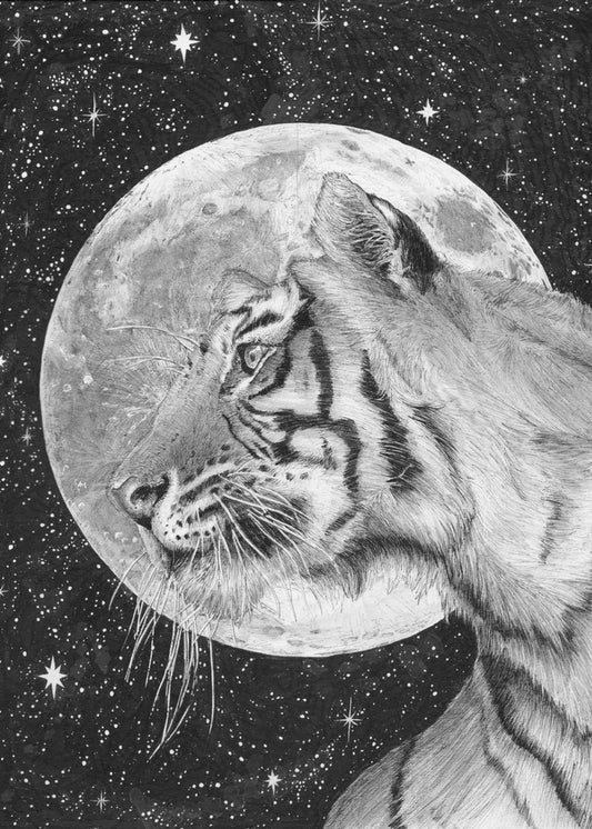 Moon and Tiger Original | Canvas