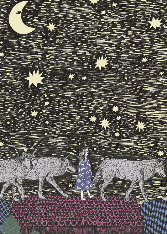 Girl With Wolves | Canvas