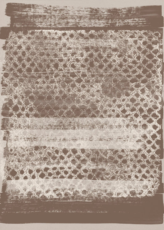 Neutrales Muster. Weiße Monotypie-Textur auf Braun. | Poster