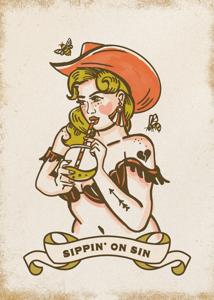 Sippin On Sin Cute &amp; Sassy Cowgirl Art | Canvas