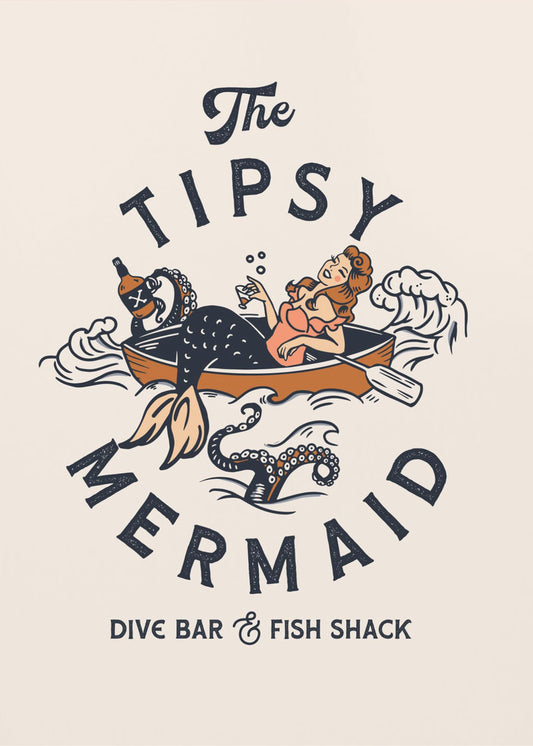 Tipsy Mermaid Dive Bar Mermaid Art | Canvas