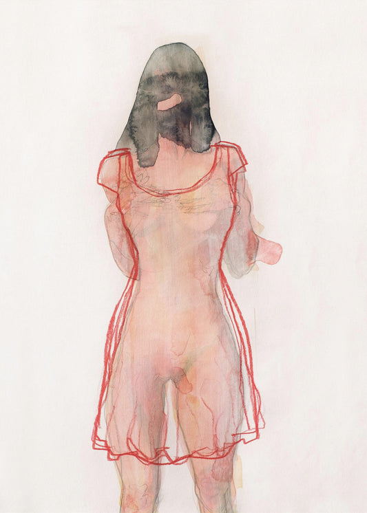 Figurenstudie (rotes Kleid) | Leinwand