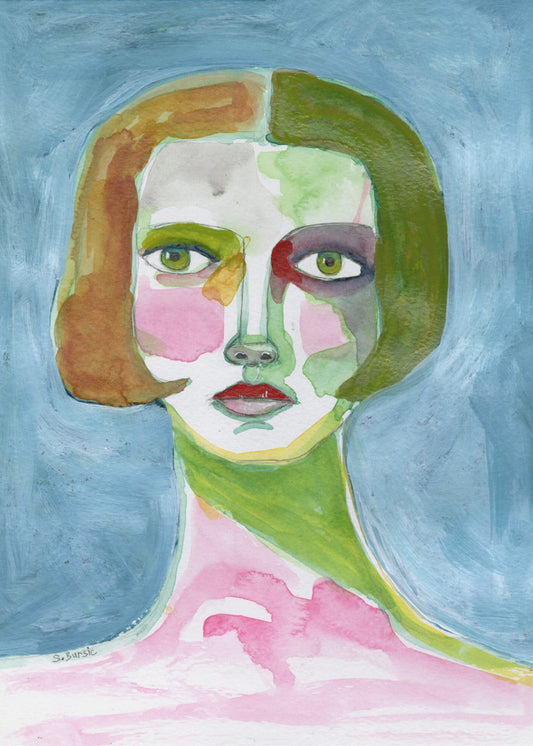 Lady with Bob haircut Blue | Poster