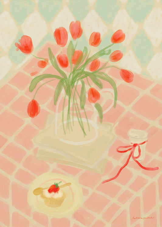 Rote Tulpen Sommerpicknick | Leinwand