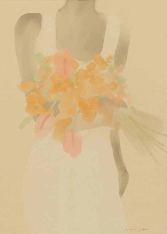 Mädchen mit orangen Blumen | Leinwand