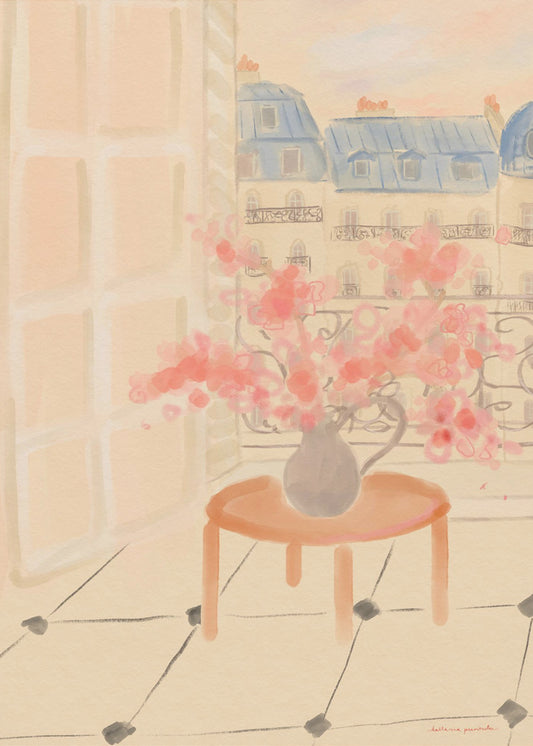 Kirschblüten in einer Pariser Wohnung | Leinwand