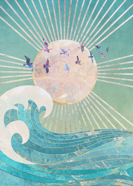 Sunset Golden Ocean Turquoise | Poster