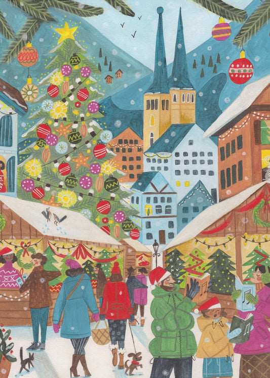 Weihnachtsmarkt im Dorf | Leinwand