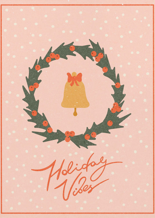 Christmas wreath with bell and bow | Canvas
