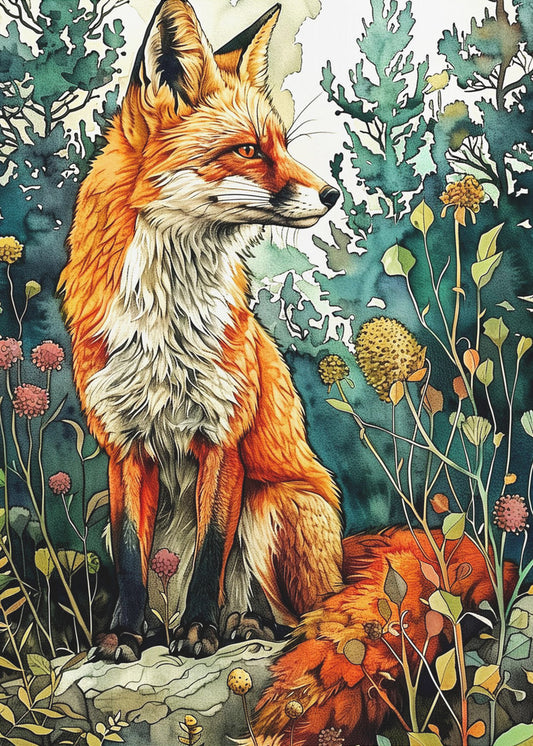 Tier Aquarell Kunst Fuchs 13 | Leinwand
