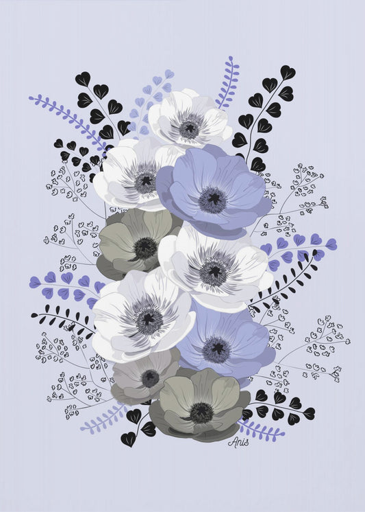 Anemonen Blumenstrauß Blau | Leinwand
