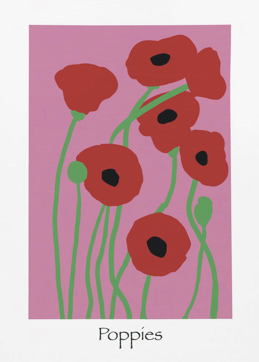 Mohnblumen rosa und rot | Leinwand