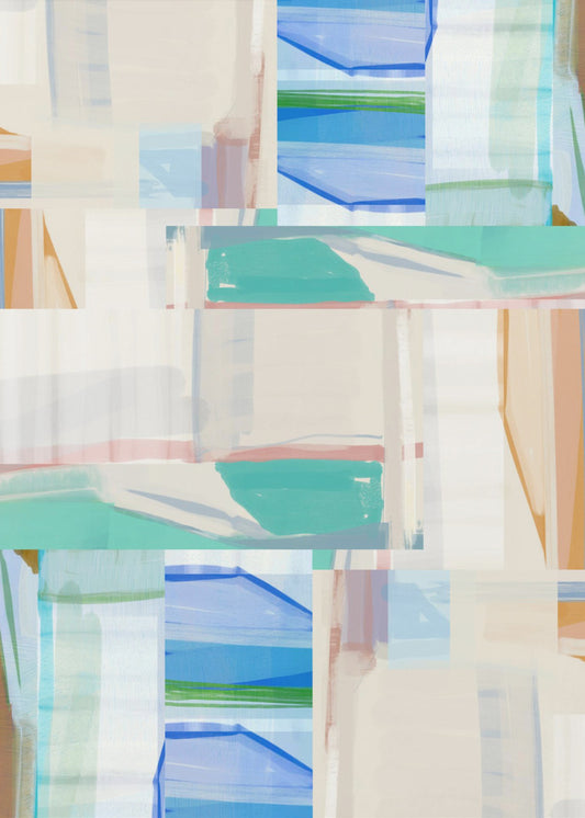 Blue Green Shapes No1 | Canvas