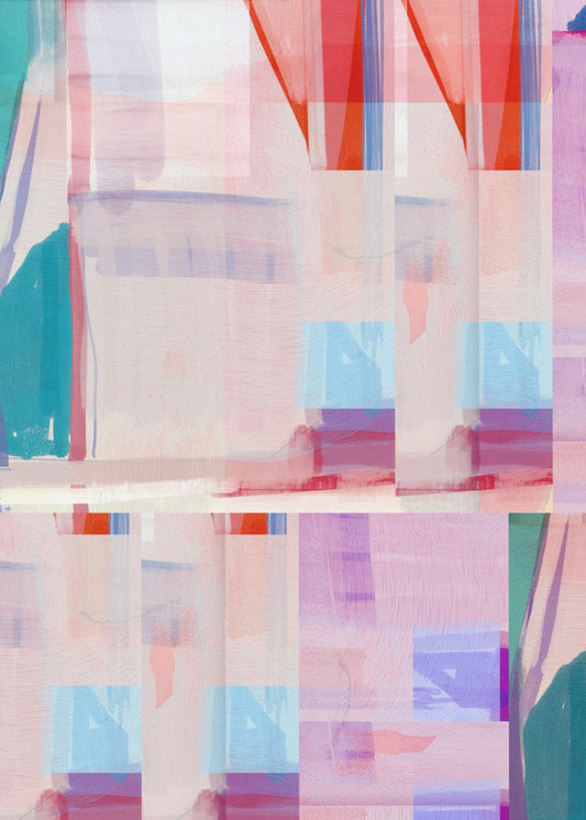 Blue Pink Shapes No1 | Canvas