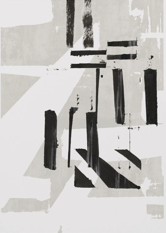 Grauer &amp; Schwarzer Kunstdruck Nr. 1 | Leinwand