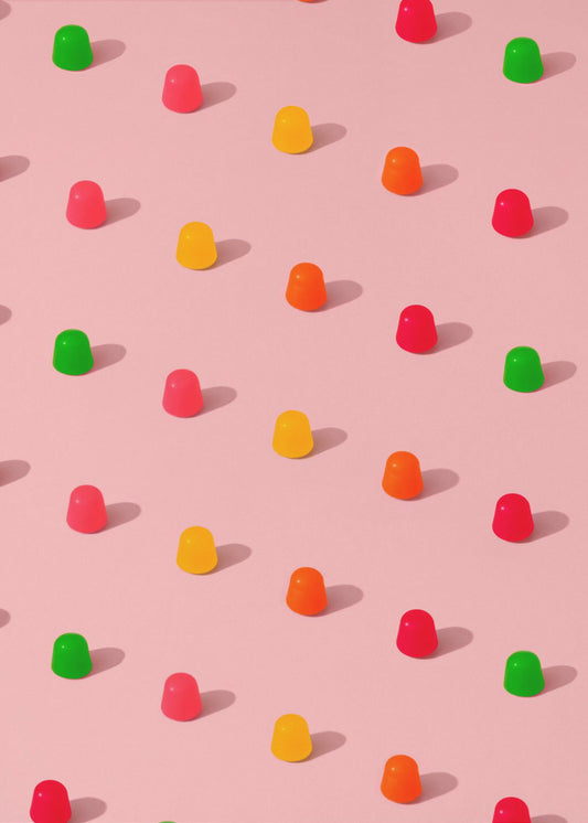 Dots Candy Gum Drops - Repeating Pattern On Pink Background | Canvas