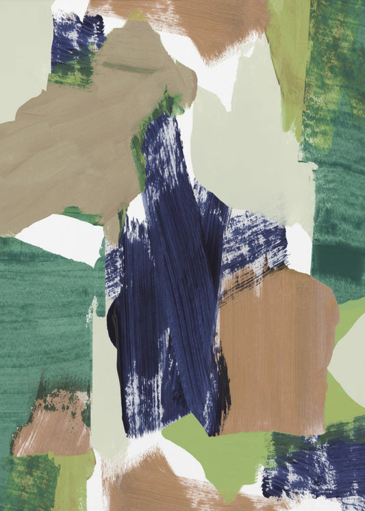Abstract Blue Green Beige No 2 | Canvas