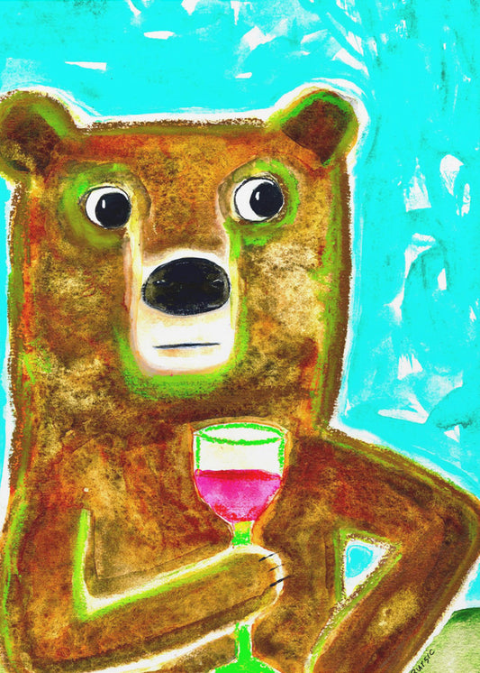 Herr Bär an der Bar | Leinwand
