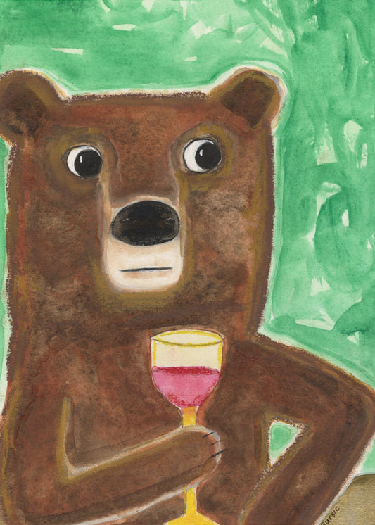 Herr Bär an der Bar | Leinwand