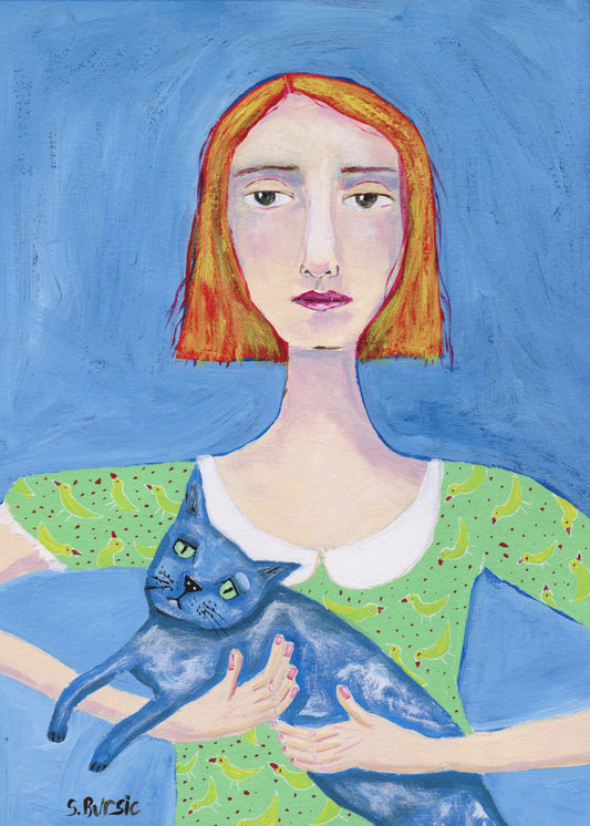 Dame mit der blauen Katze | Poster