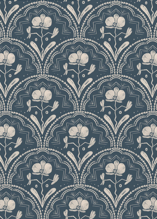 Boho Orchideenfliesen Muster | Leinwand