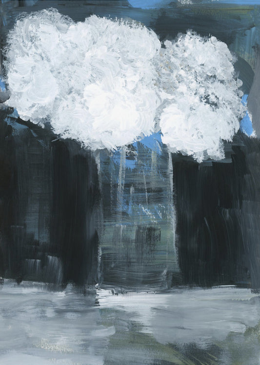 Weißer Schneeball-Viburnum in Vase auf schwarzem Hintergrund | Poster