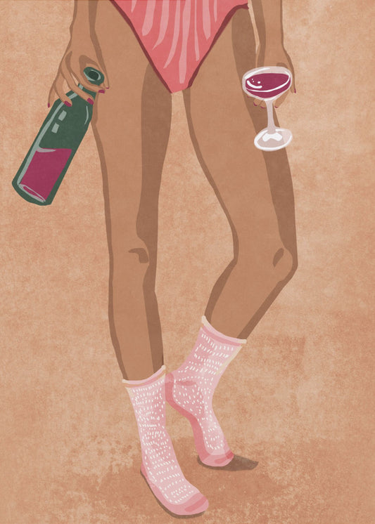 Wein und Socken | Leinwand