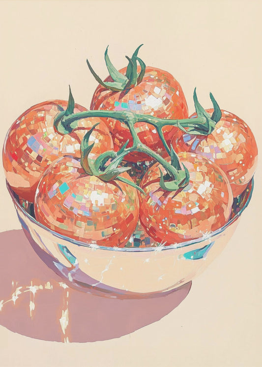 Discokugel-Tomaten in einer Schüssel | Leinwand