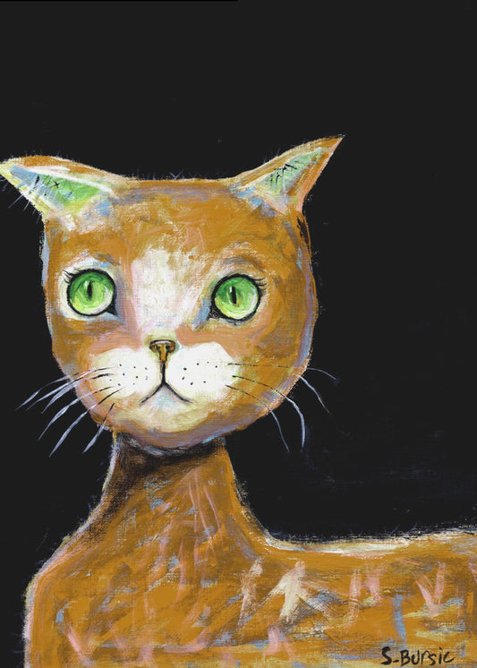 Die braune Katze mit den großen Augen | Leinwand